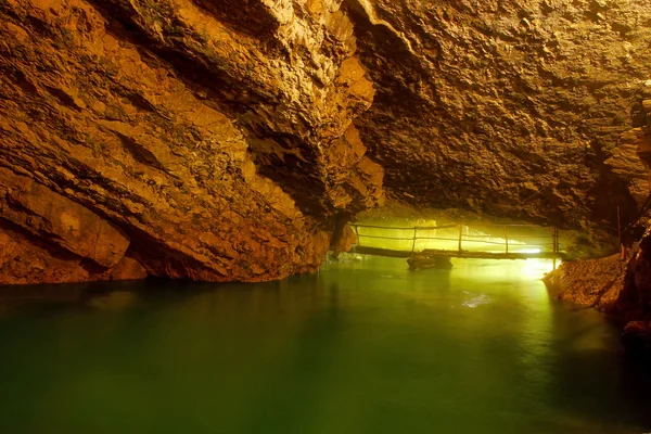 The underground river in a cave