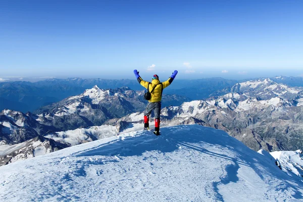 The man at Mount Elbrus top