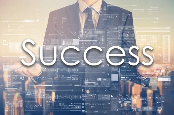 Businessman is presenting text: Success