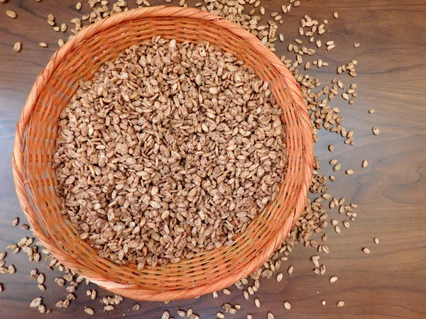 Cereals in the kitchen on wood base