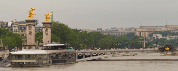 The bridge Alexandre III and Seine river in flood, Paris, France