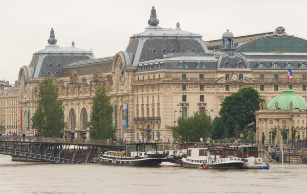 The Orsay museum  and Seine river in flood, Paris, France.