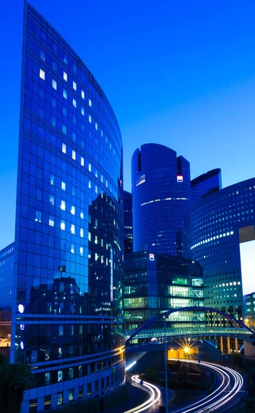 The business district La Defense at night , Paris region, France