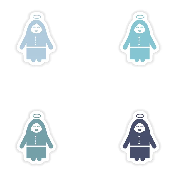 Set of paper stickers on white background Virgin Mary