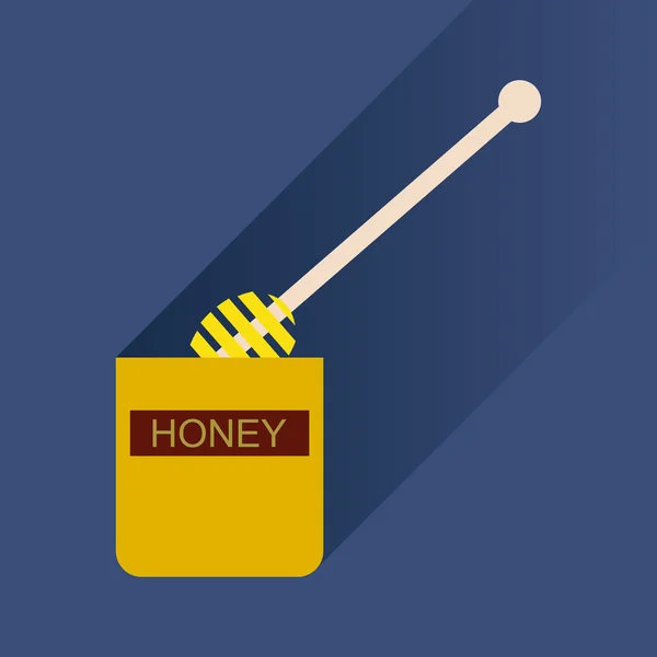 Flat icon with long shadow jar of honey