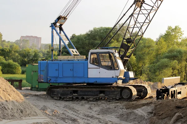 Heavy crawler crane at the construction site for the  of road transport interchanges in Moscow