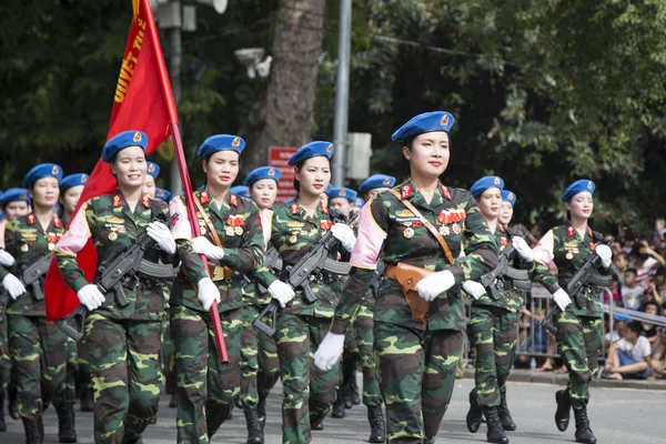 Vietnam National Day September 2. Female Army doctor or nurse in uniform on the parade