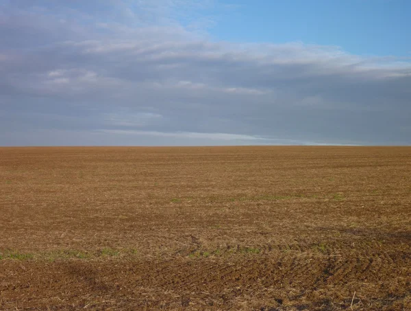 Ploughed field with brown soil