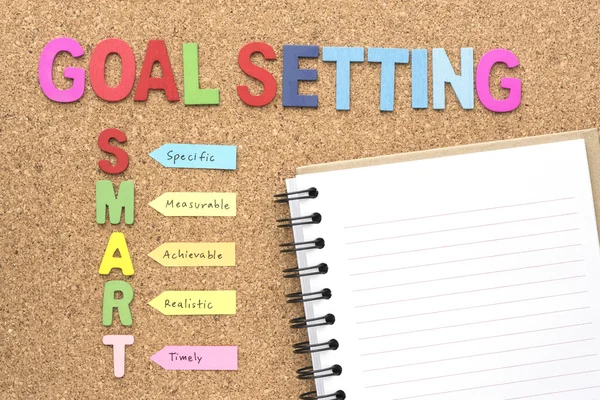 Words goal setting and smart with notebook