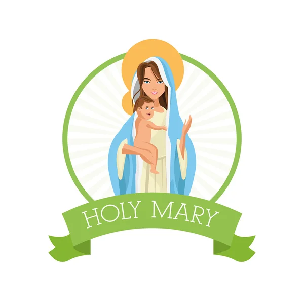 Holy mary baby jesus icon. Vector graphic