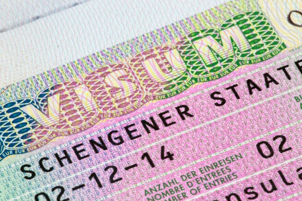 Closeup of a german Schengen visa in a passport