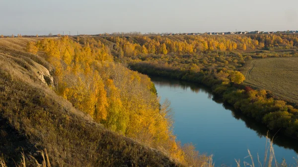 Russian nature. field landscape. river. Autumn