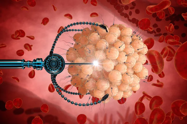 Nanorobot fertilizes the cell egg. Medical concept anatomical future