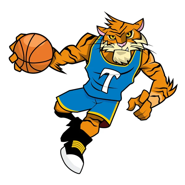 Basket Ball Mascot - Tiger in Blue Uniform