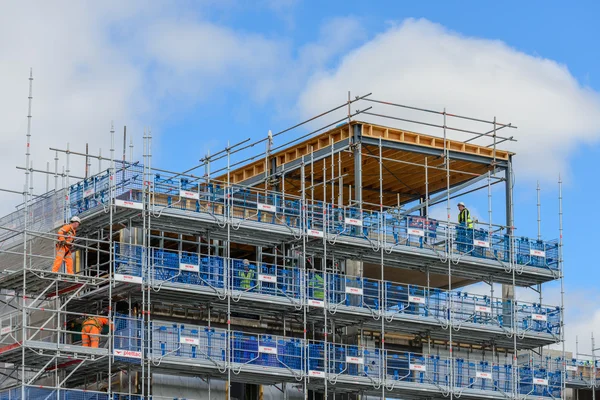 Scaffold system in use at a residential development site in Glasgow