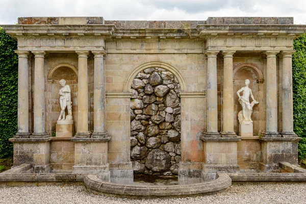 Stone water fountain at Drummond Castle