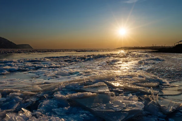 Freeze-up in the river by name Amur.