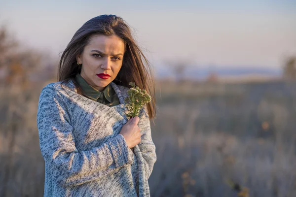 Getting cold in a field.