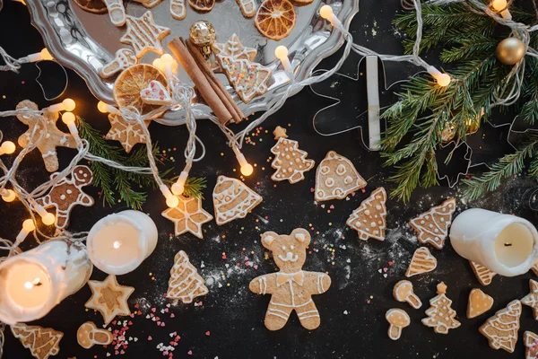 Traditional Xmas frame with spices, speculoos biscuits