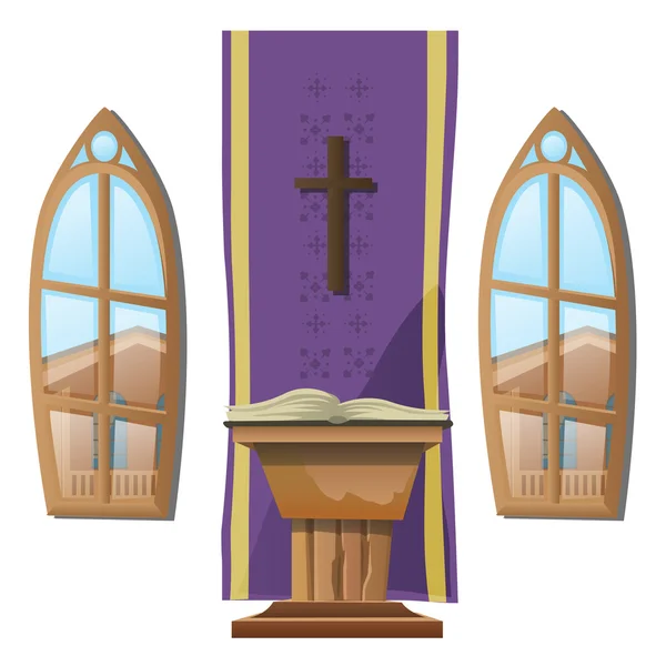 Catholic altar and windows, interior of Church