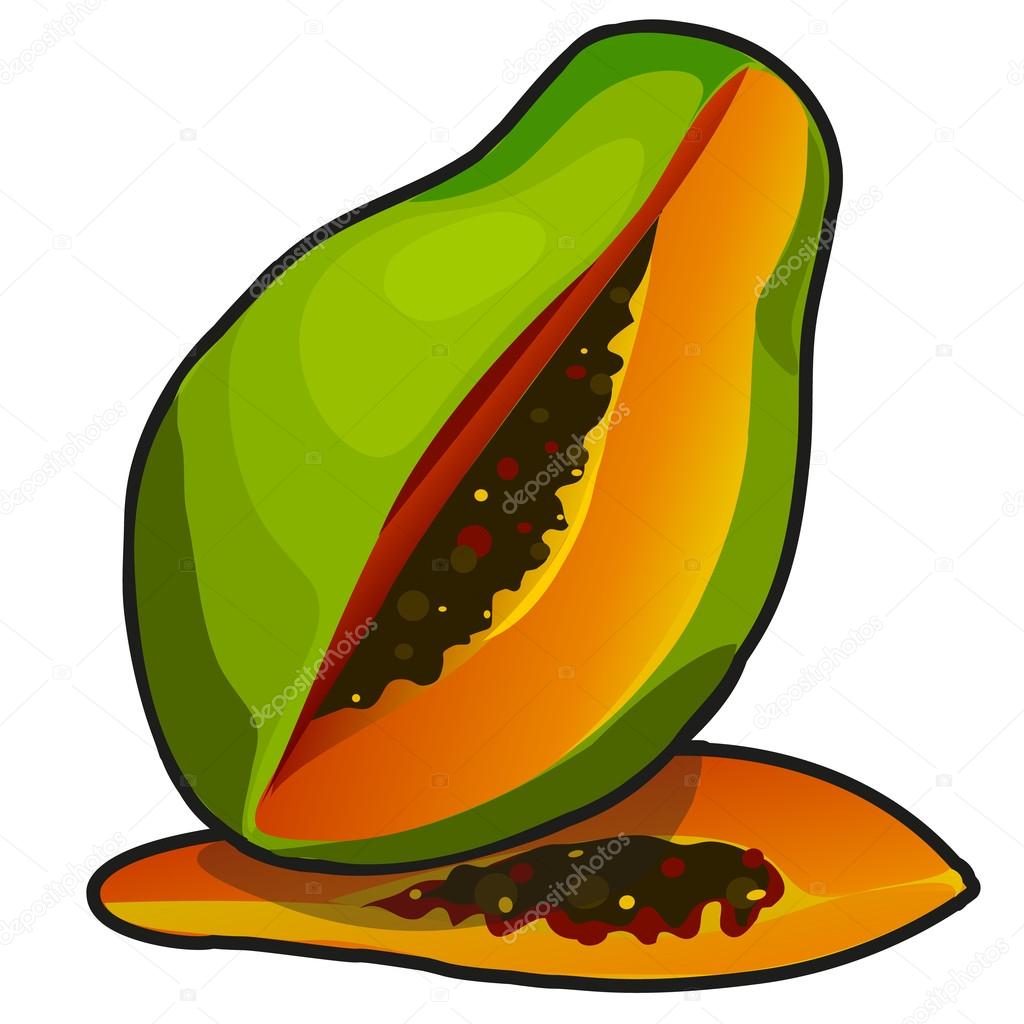 Papaya de la fruta exótica en estilo de dibujos animados — Archivo