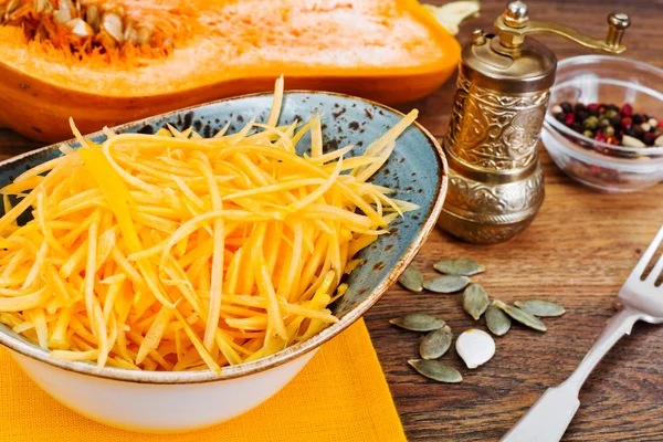 Pumpkin salad, salt, sugar, onion, garlic, vegetable oil, balsam