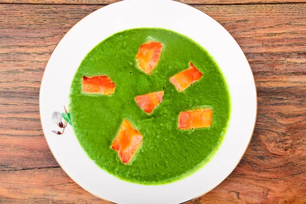 Mashed Spinach Soup with Salmon