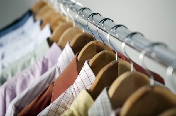 Close up of clothing rack
