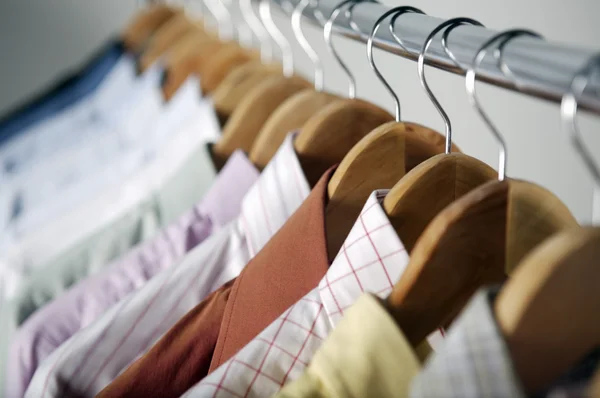 Close up of clothing rack