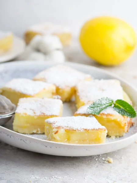 Lemon bars on a table