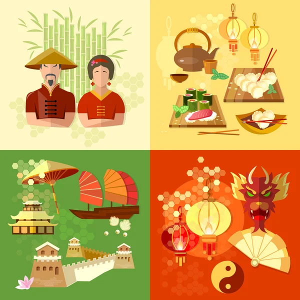 China Chinese culture and traditions vector set