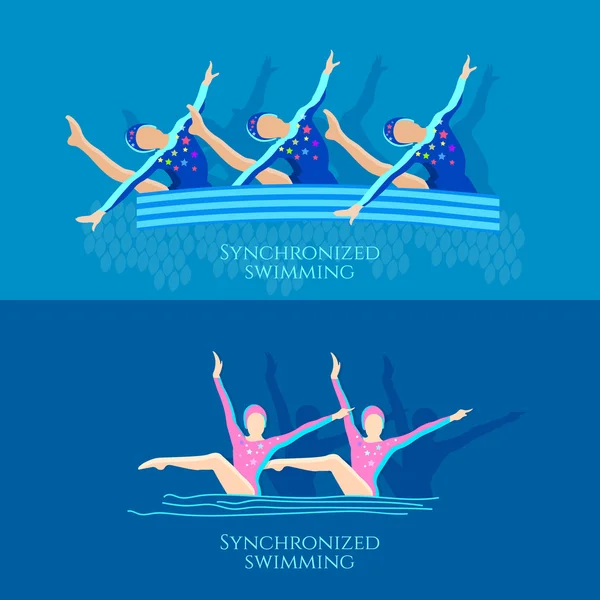 Synchronized swimming banner girls team athletes