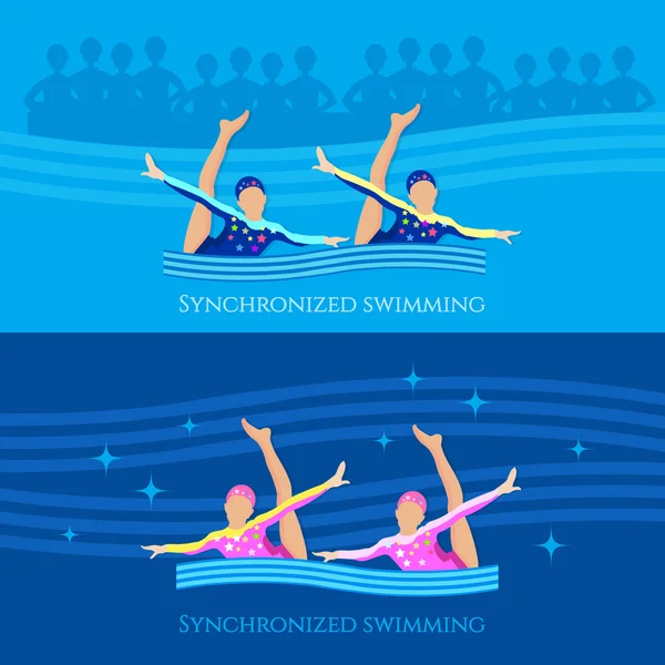 Synchronized swimming banner girls team water sports