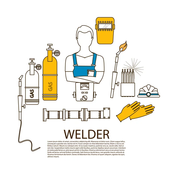 Professional welder welding tools and equipment silhouette