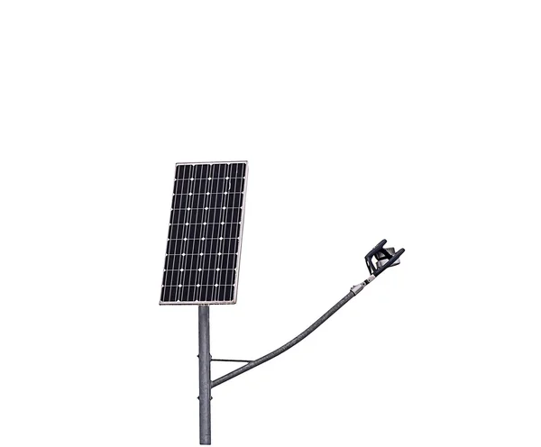 Solar panel and solar street light isolated on white background