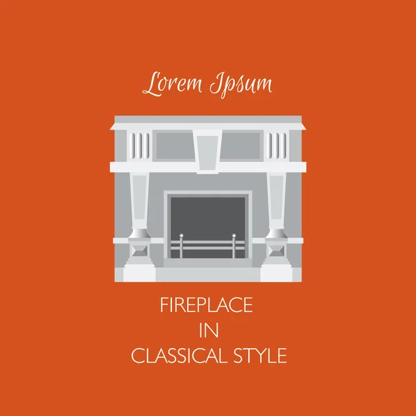 Vector colorfool illustration of classical fireplace isolated