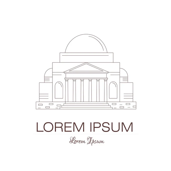 Classical building architecture made in line style vector.
