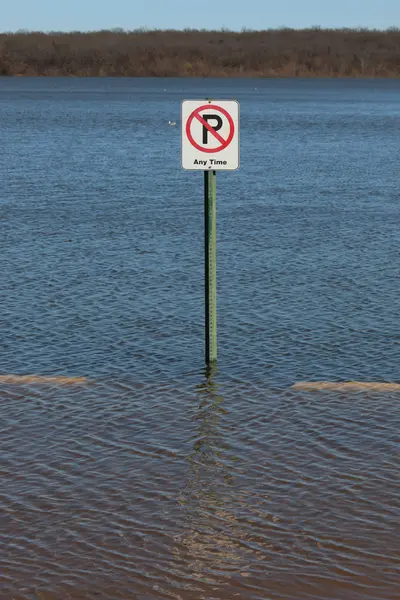 Flooded No Parking Sign