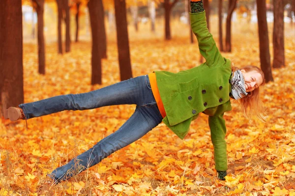 Yoga in the autumn park