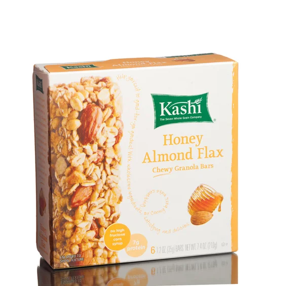 MIAMI, USA - AUGUST 18, 2015: A box of 6 Kashi chewy granola almond bars. No high fructose corn syrup.