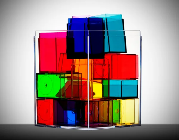 Colorful clear boxes back lit