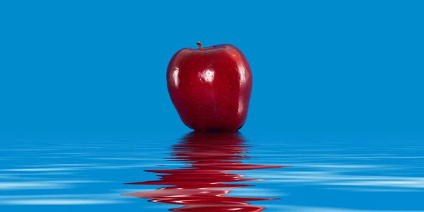 Apple floating on water