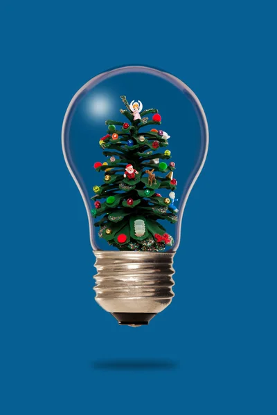 Christmas tree inside a light bulb