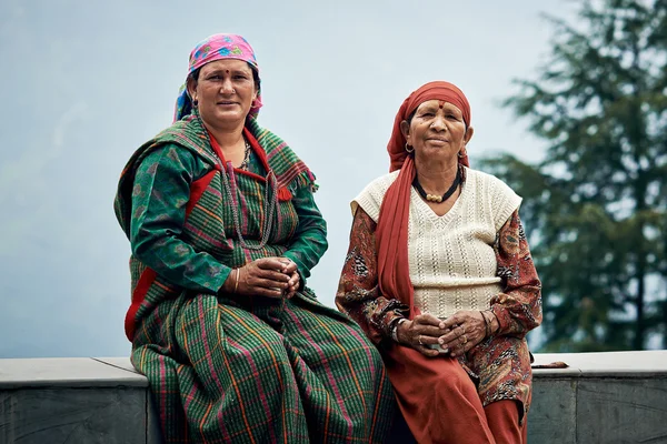 Typical local Indian women of North India in traditional dress for the north