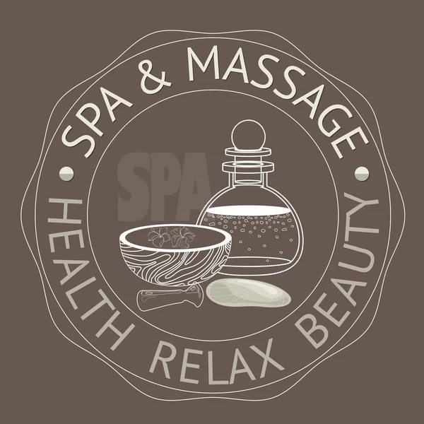 SPA themed vector illustration with pounders, pestle and bottle .