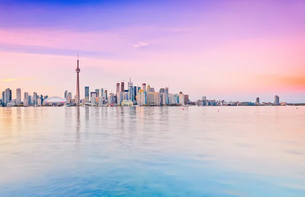 Toronto skyline at dusk in Ontario, Canada.