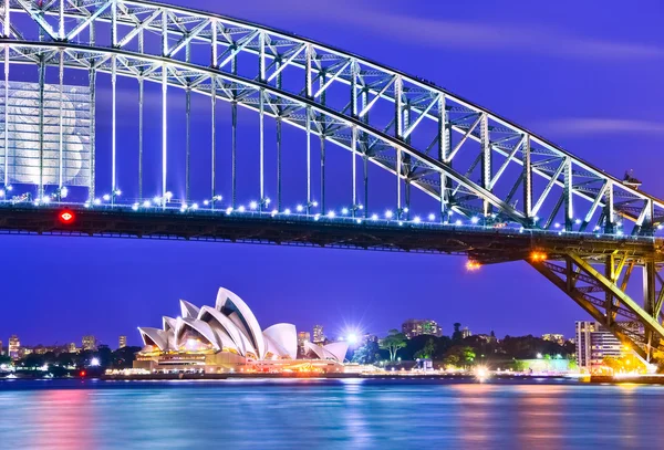 View of Sydney Harbor Bridge and Opera House at night