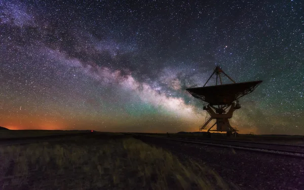 Milky way and big antenna dish, telescope