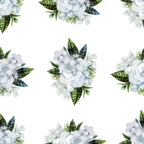 Watercolor gardenia and gypsophila pattern