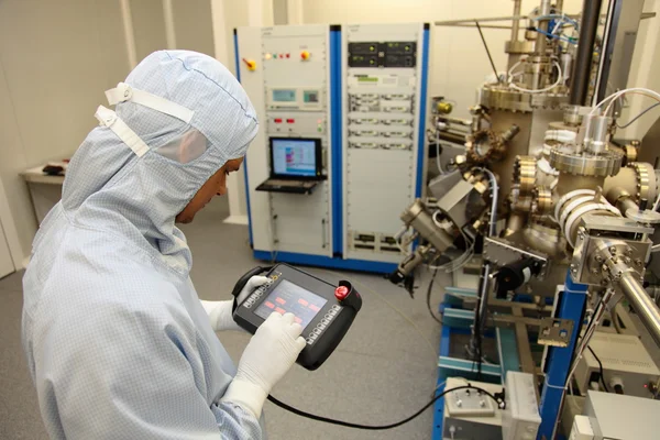 Cleanroom in nuclear research centre, molecular beam epitaxy